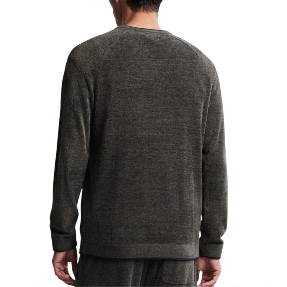 Barefoot Dreams CozyChic Ultra Lite Sweater Mens L Dark Moss Cozy V-Neck